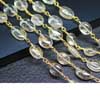 Natural Golden Rutile Quartz Smooth Oval Beads Gold Plated Link Chain Length is 14 Inches and Size 8-9mm approx.
